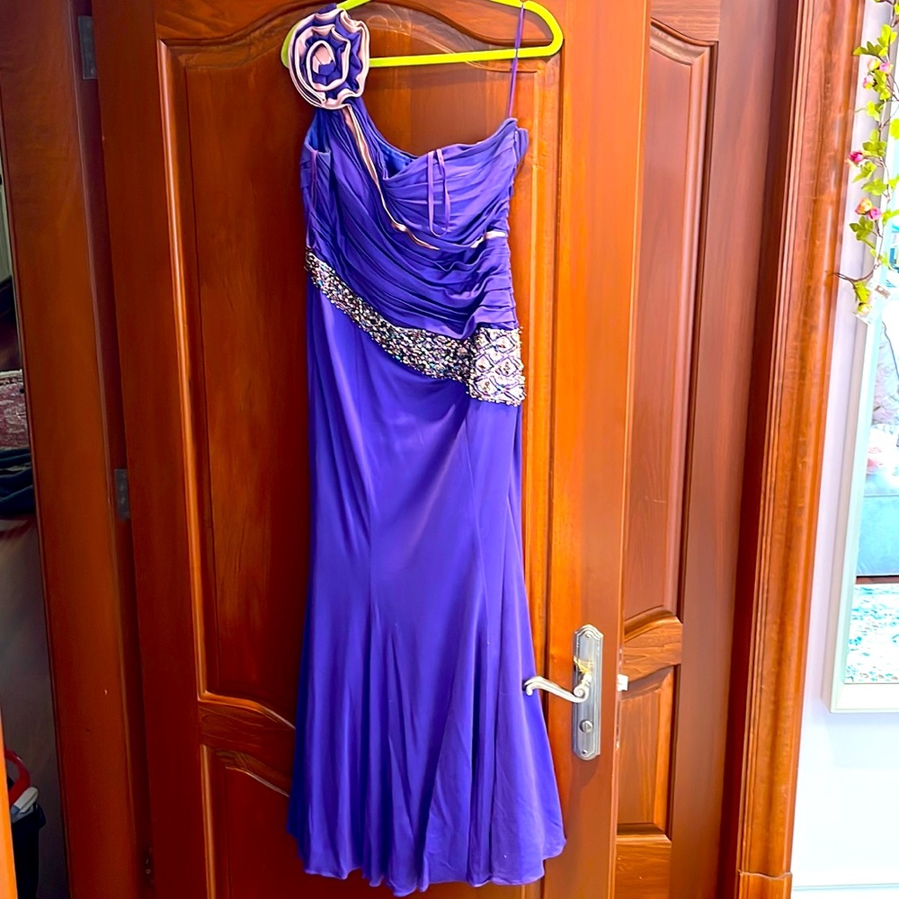 Dark purple YSA Makino black tie one shoulder dress
